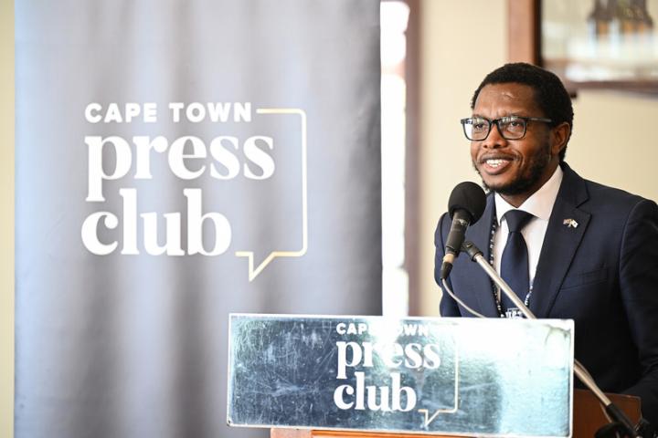 UCT VC Prof Mosa Moshabela delivered a talk at the Cape Town Press Club.